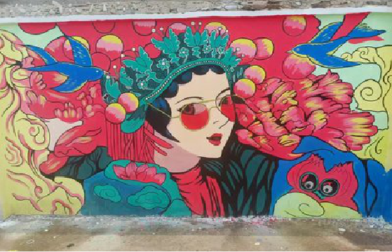 潼关墙体彩绘-网红墙